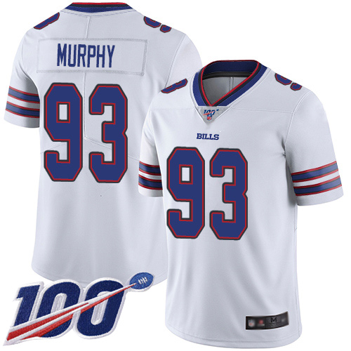 Men Buffalo Bills #93 Trent Murphy White Vapor Untouchable Limited Player 100th Season NFL Jersey